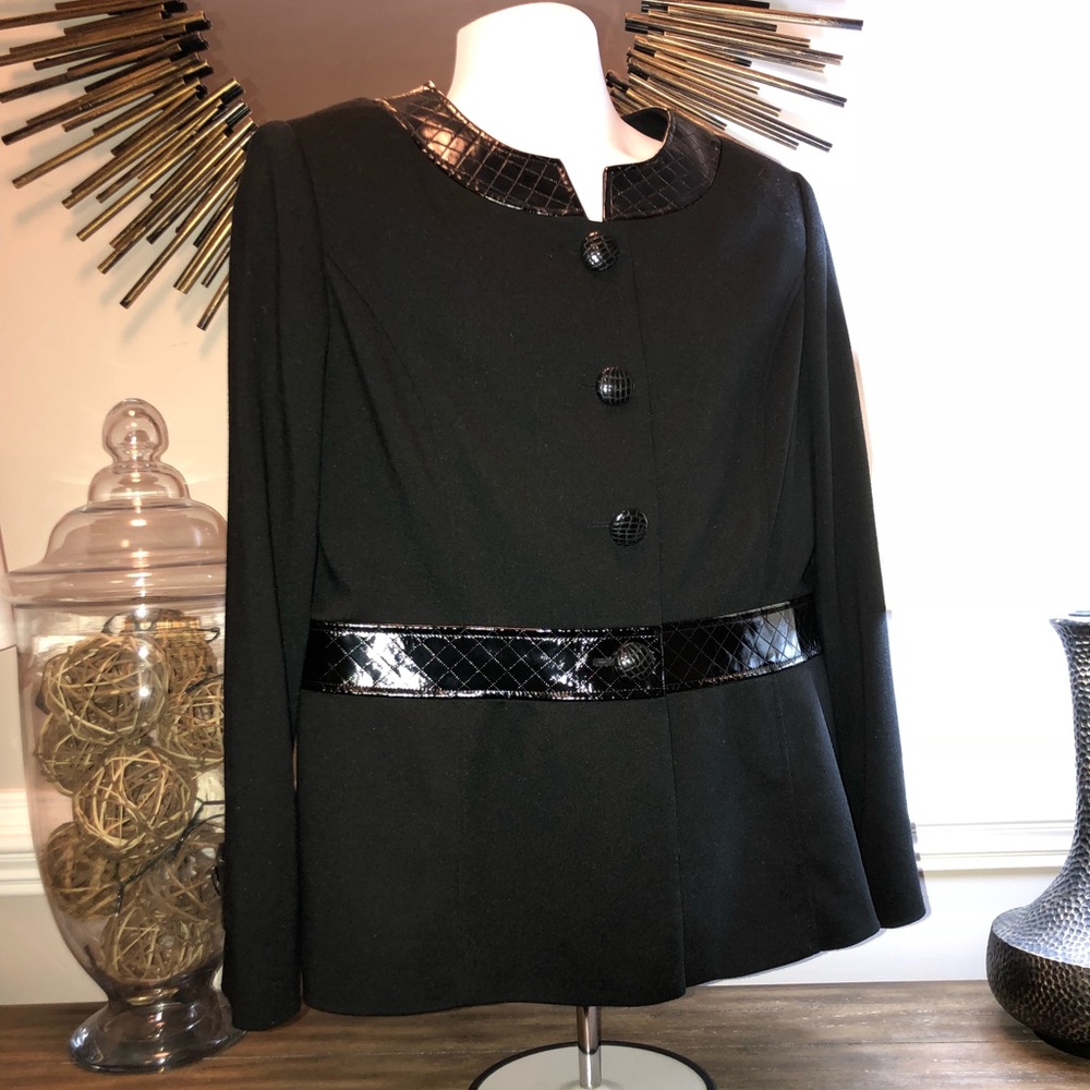 SOLD $95 Vesti croc embossed black blazer lined 16 - Picture 2 of 8